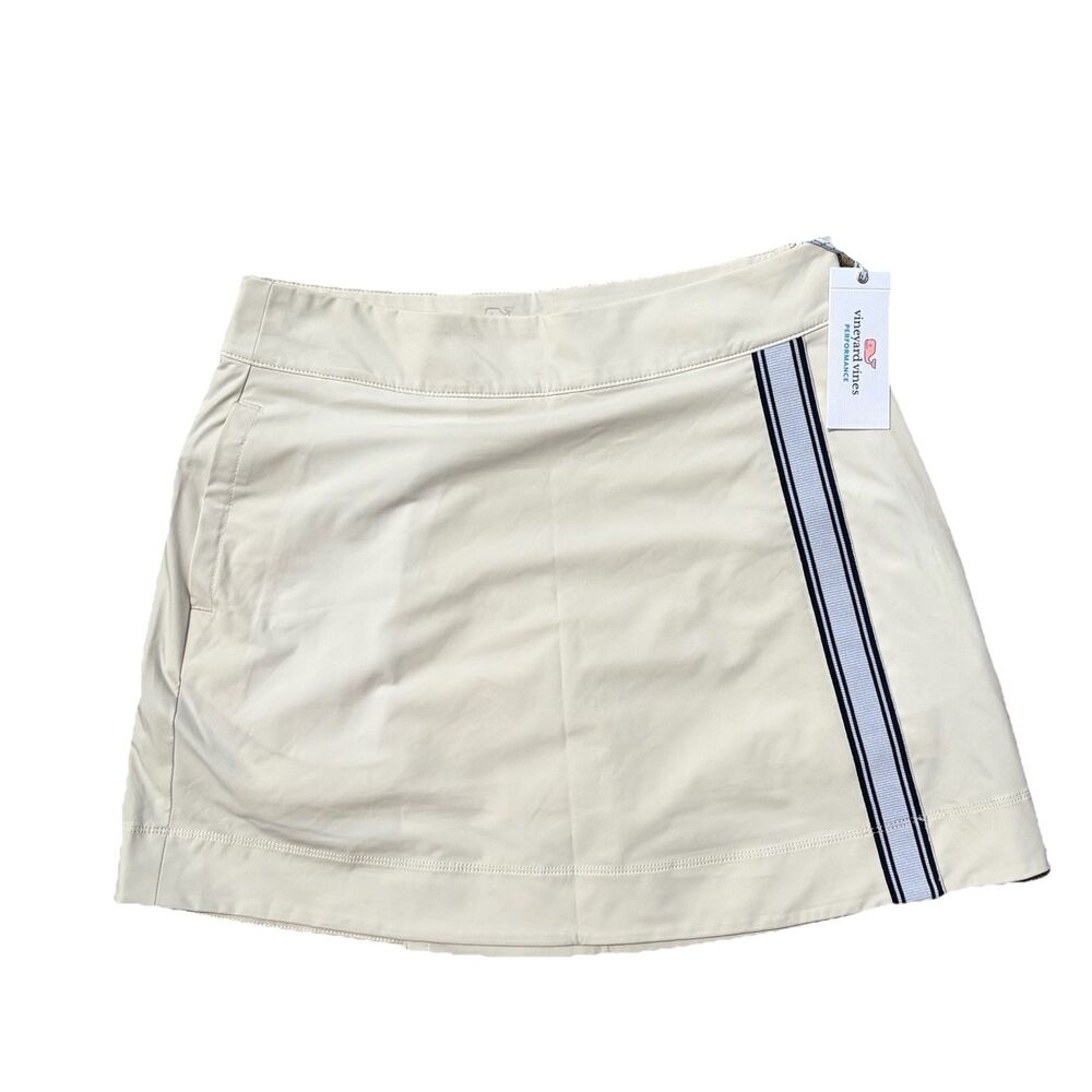 Vineyard Vines Performance Core A-line Skort XS Beige Stripe Skirt Preppy NEW